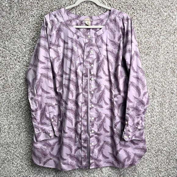 Duluth Trading Co Top Women’s XXL Wrinklefighter Purple Feather Print Tunic - Picture 1 of 5